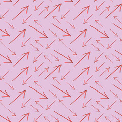 Seamless vector arrow pattern. Randomly placed arrows. Red elements isolated. Editable background. Good for textile, wallpaper.