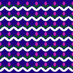 Ikat geometric folklore ornament, Tribal ethnic texture. Seamless striped pattern in Aztec style, Figure tribal embroidery, Scandinavian, Ikat pattern