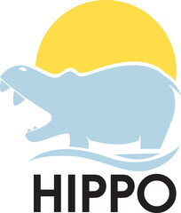LOGO HIPPO OPEN MOUTH VECTOR ILLUSTRATION