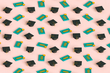 pattern of graduation cap and diploma