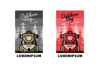 Simple camping bag illustration design