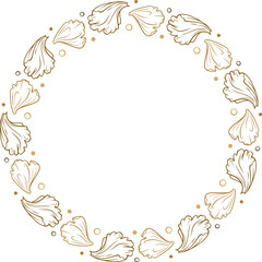 Vector round floral petals wreath. Elegant graphic frame.