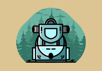 Simple camping bag illustration design