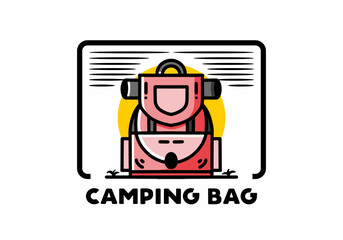 Simple camping bag illustration design