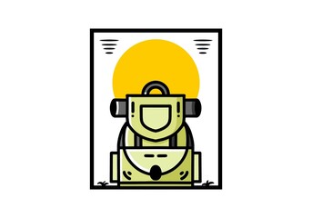 Simple camping bag illustration design