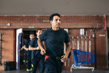 firefighters responding to an emergency