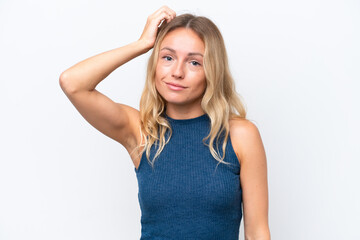 Young Russian woman isolated on white background with an expression of frustration and not understanding