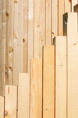 Wooden laths staggered in pattern