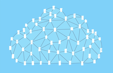 Big Data Cloud with Brush Strokes and Network on a Powder Blue