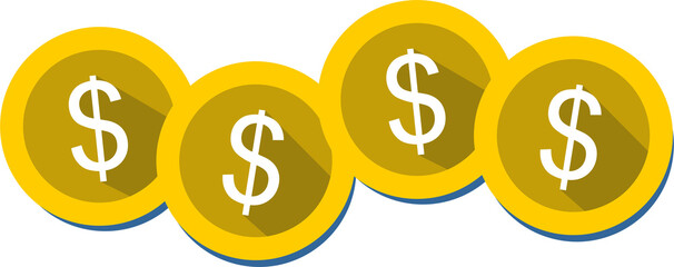 dollar coins lined up