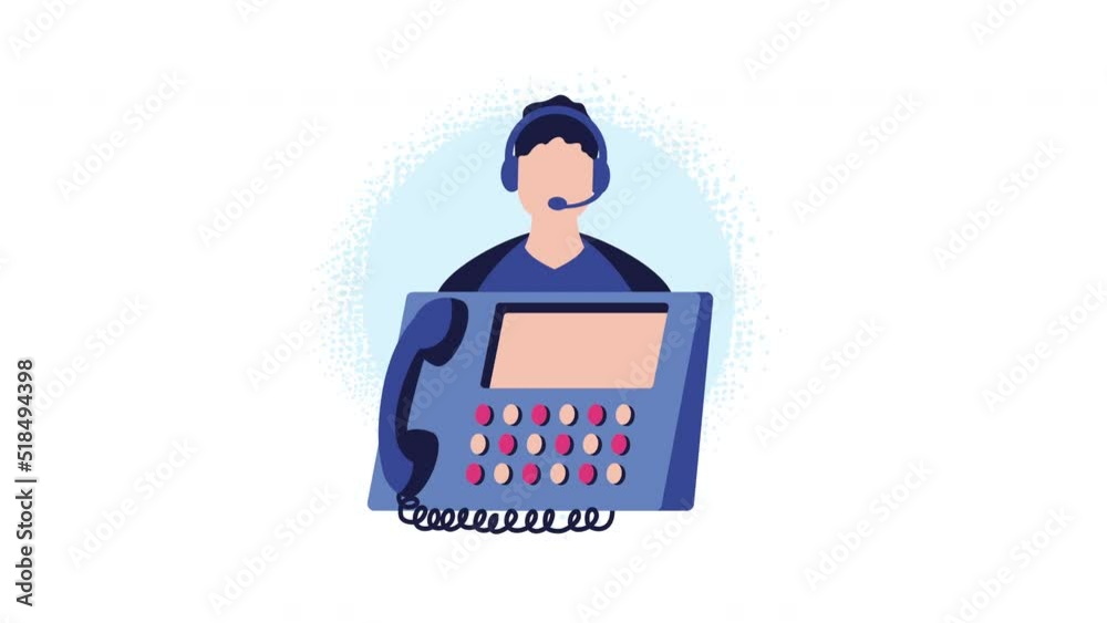 Poster call center support male operator