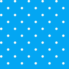 Abstract simple white polka dot fabric print Geometric seamless pattern on a blue background