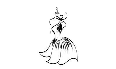 Dummy dress silhouette hand drawing illustration vector