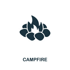 Campfire icon. Monochrome simple line Outdoor Recreation icon for templates, web design and infographics