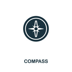 Compass icon. Monochrome simple line Outdoor Recreation icon for templates, web design and infographics