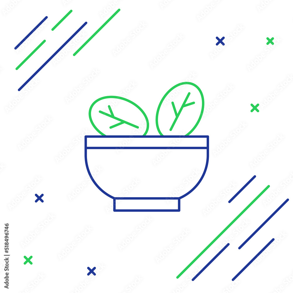 Sticker line salad in bowl icon isolated on white background. fresh vegetable salad. healthy eating. colorfu