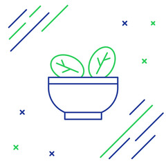 Line Salad in bowl icon isolated on white background. Fresh vegetable salad. Healthy eating. Colorful outline concept. Vector