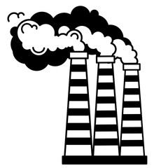 Biomass energy power plant. Eco Green Energy concept. Vector line art illustration