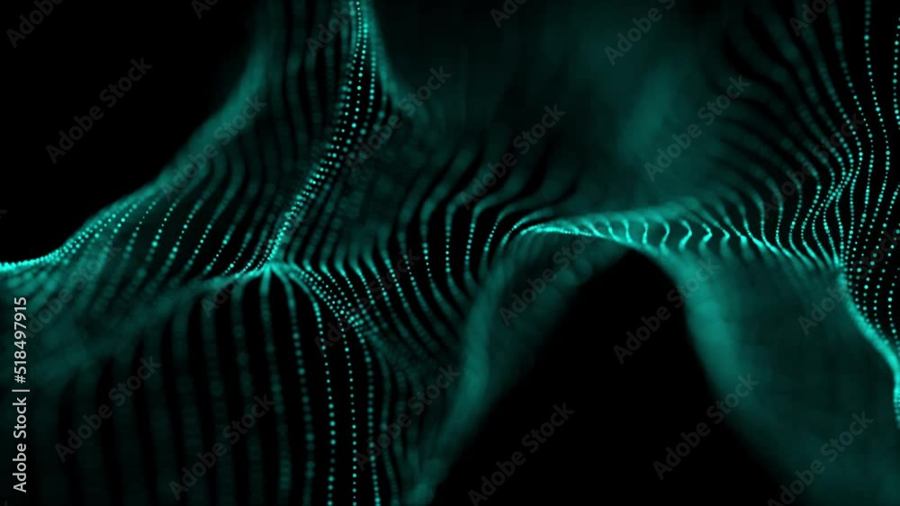 Aufkleber Technology green wave. Big data visualization. Analytics representation. Digital background. 3d rendering.
