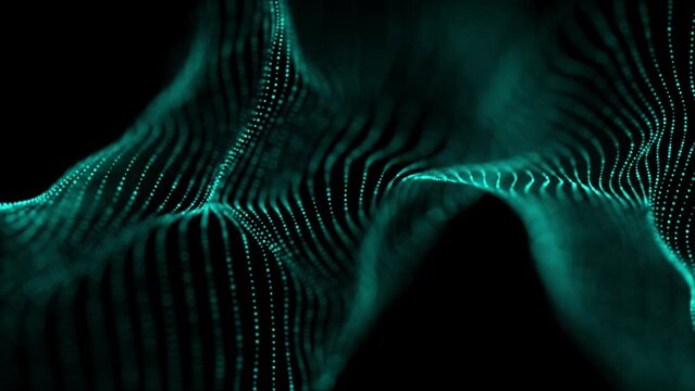 Technology green wave. Big data visualization. Analytics representation. Digital background. 3d rendering.