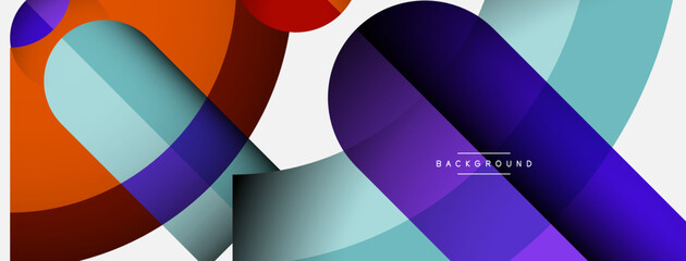 Geometric abstract background. Round shapes, circles, lines composition for wallpaper banner background or landing page