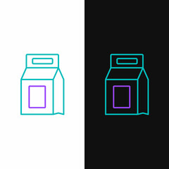 Line Laundry detergent for automatic wash machine icon isolated on white and black background. Colorful outline concept. Vector