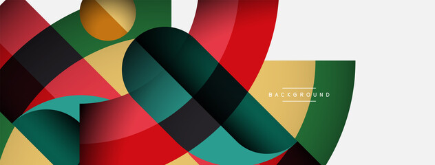 Obraz premium Geometric abstract background. Round shapes, circles, lines composition for wallpaper banner background or landing page