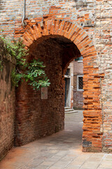 Venice Italy.06-14-2022. Old passage in Venice Street Italy.