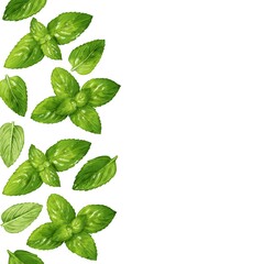 手描き水彩のペパーミントイラスト正方形フレーム・左 © Nyolon