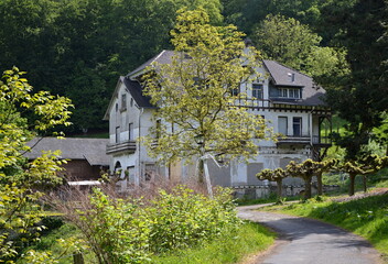 Historical Building at the Mountain Drachenfels in the Mountains Siebengebirge, North Rhine -...