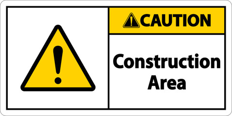 Caution Construction Area Symbol Sign On White Background