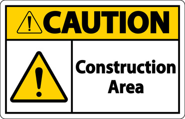 Caution Construction Area Symbol Sign On White Background