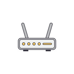 wifi router, wifi modem icon in color, isolated on white background 