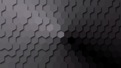 abstract dark futuristic pixelate crystalized honeycomb background. Modern low poly hexagon with black background