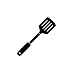 slotted spatula, turner spatula icon in black flat glyph, filled style isolated on white background