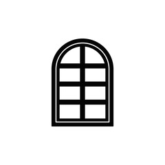 home window icon in black flat glyph, filled style isolated on white background