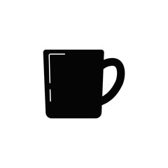 Mug icon in black flat glyph, filled style isolated on white background