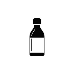 Energy drink water bottle icon in black flat glyph, filled style isolated on white background