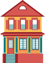 Two storey cottage. Small residential building.