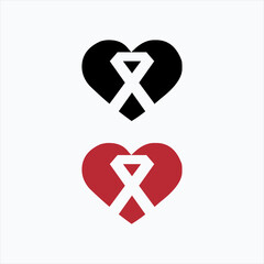 Grief icon vector logo on heart background