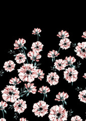 mixed floral print design on plain ground 