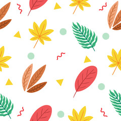 Obraz premium Colorful Many Set of Watercolor Colorful Leaf Leaves Flower Botanical Natural Random Hard Colorful Object Illustration White.