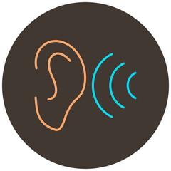 Obraz premium listen two color icon outline on dark brown round background
