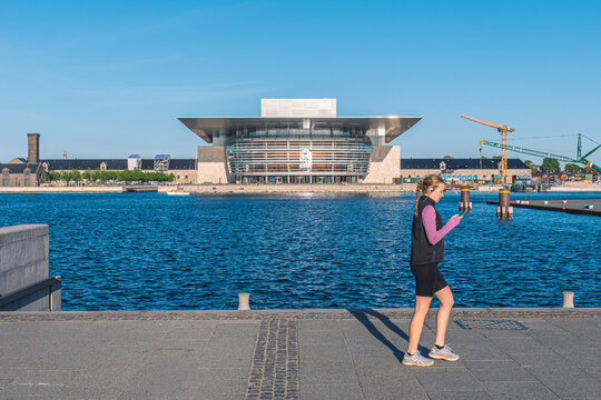 Copenhagen Opera House, national opera house of Denmark, and among the most modern opera houses in the world located on the island of Holmen, view from the sea