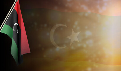 Libya flag with shiny flag backgorund. use for national day and country national events.