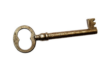 vintage metal key isolated on white background