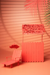 Beach accessories on a pink background. - Summer concept.