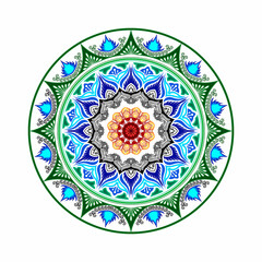 Ethnic mandala with colorful tribal ornament and decoration. Isolated