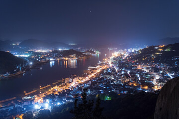 広島県・尾道市の夜景　浄土寺山展望台からの眺め　Panoramic view of Onomichi...