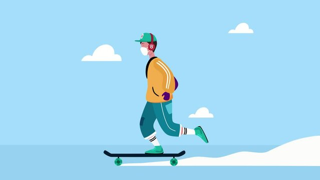 skateboard, man, sneakers, animation, motion picture, 4k